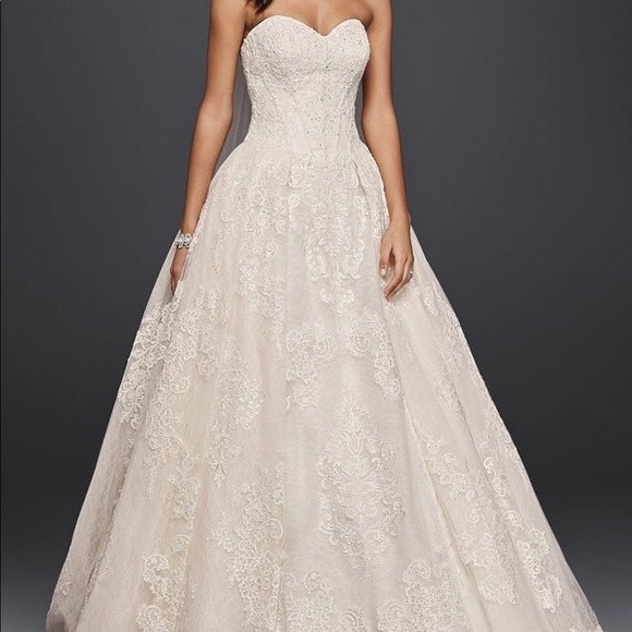 Oleg Cassini Dresses & Skirts - OLEG CASSINI WEDDING BALL GOWN WITH LACE APPLIQUES